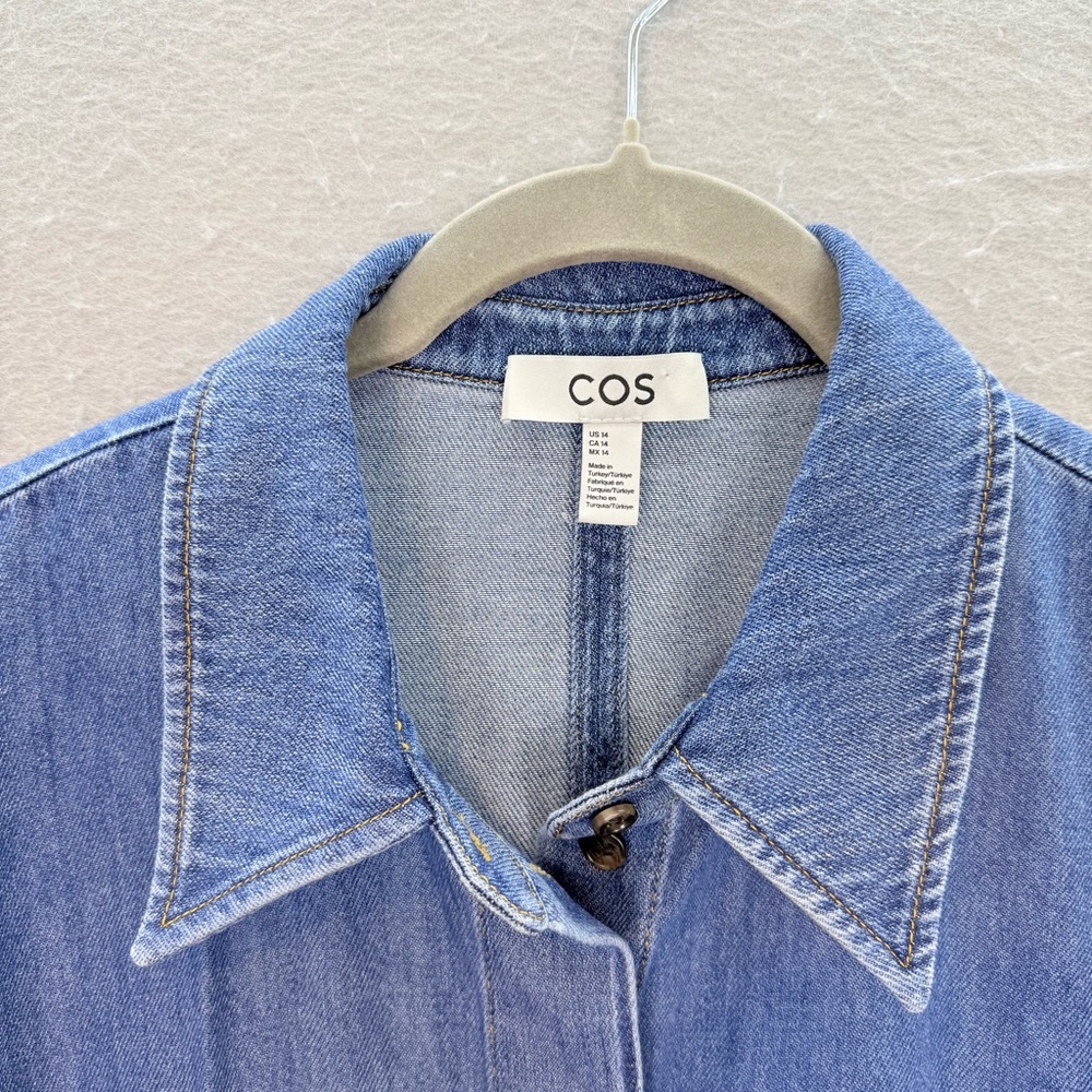 COS - women’s Oversized Waisted Denim shirt midi dress blue jeans button down 14 - Picture 7 of 11